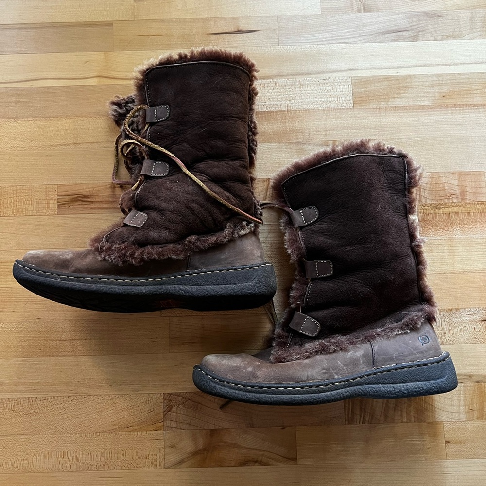 Born Telly Shearling Boots sz 10 42 Leather - Picture 3 of 7